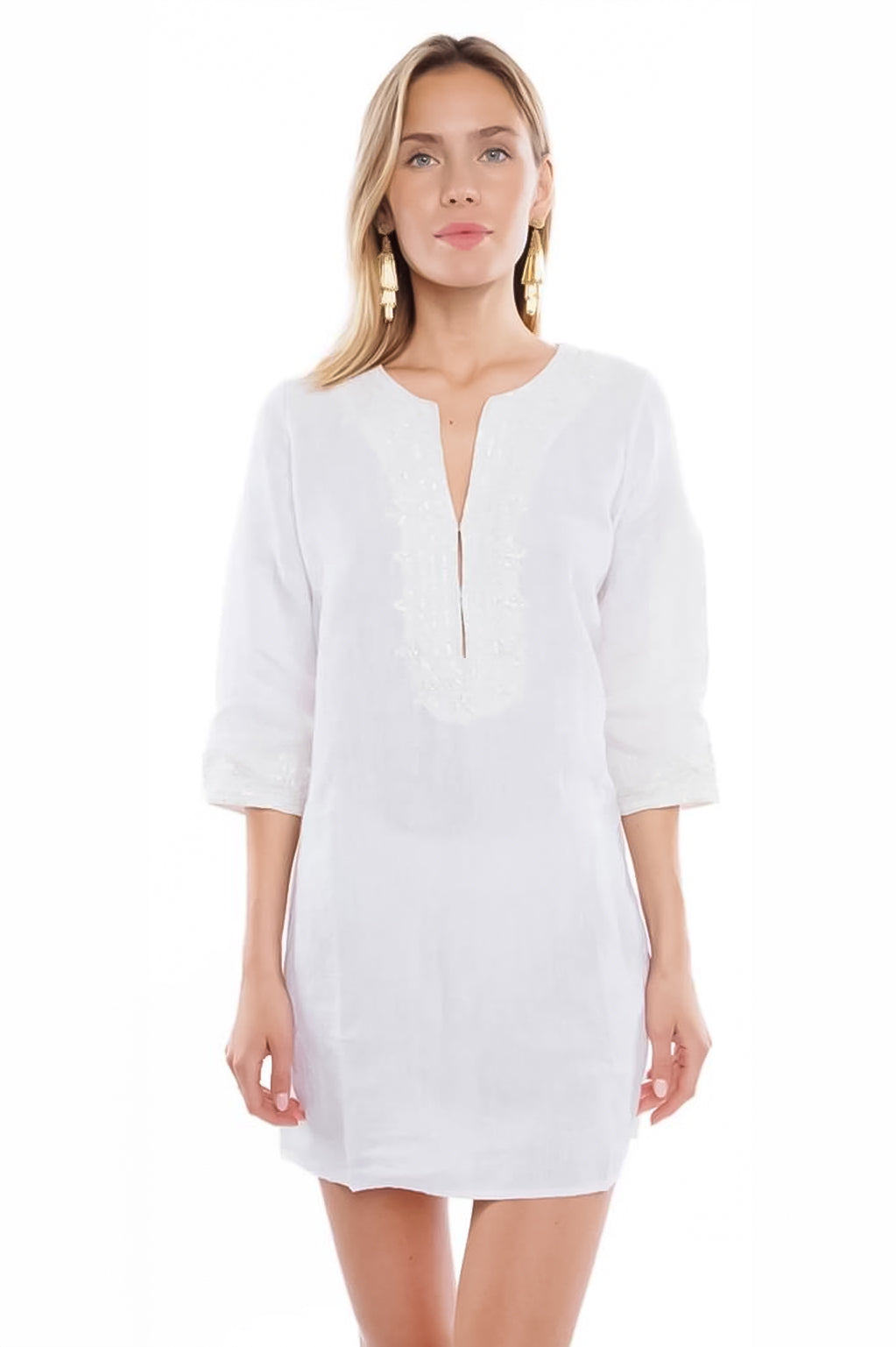 white linen tunic dress Woman's Cara L / White Color:Ivory/Plum 7,600+ Models In Short CP1 it will be perfect