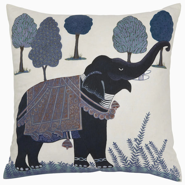 Indigo Elephant Decorative Pillow