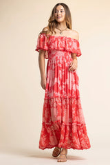 Georgia Flower Dress Red