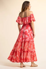 Georgia Flower Dress Red