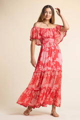 Georgia Flower Dress Red