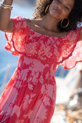 Georgia Flower Dress Red