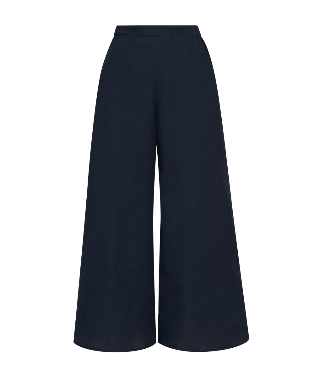 Woman's Navy Gauze Wide Leg Pant – Calypso St Barth Woman's Navy Gauze Wide Leg Pant – Calypso St Barth