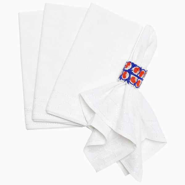 Stitched White Napkins (Set of 4)