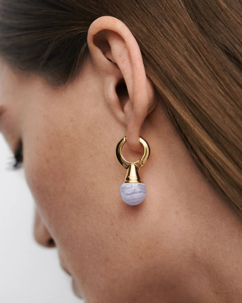 Blue Lace Agate Riviera Hoops