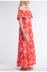 Georgia Flower Dress Red