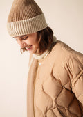 CANOT - Two-Tone Soft Wool Beanie in Purl Knit  (DARK BEIGE / BEIGE)
