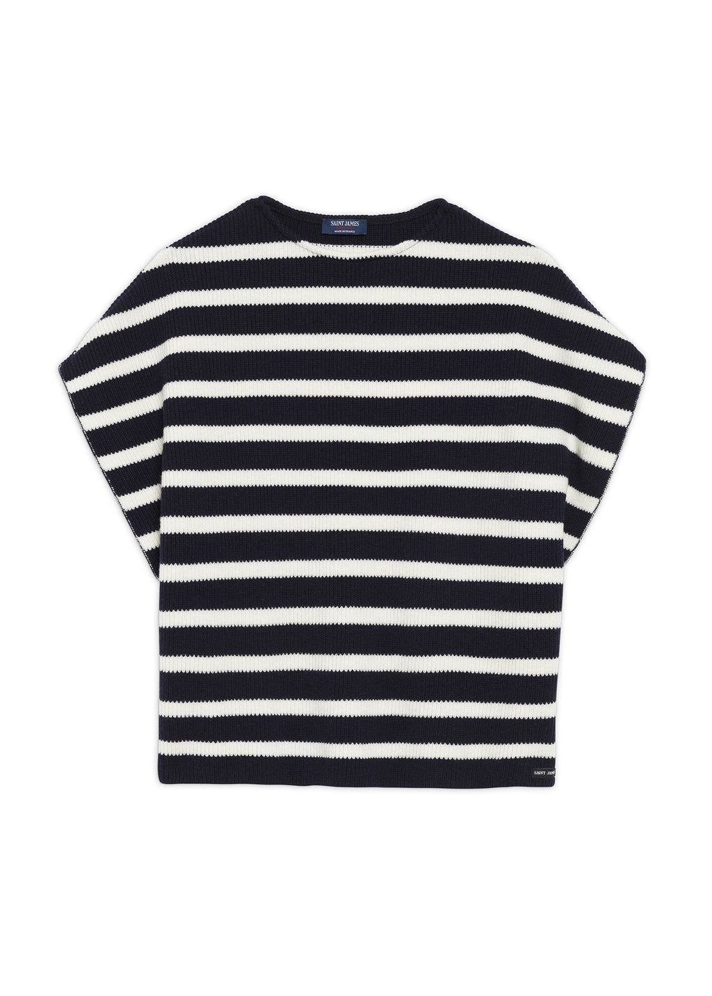 PONCHO Striped Wool Poncho (NAVY / IVORY)