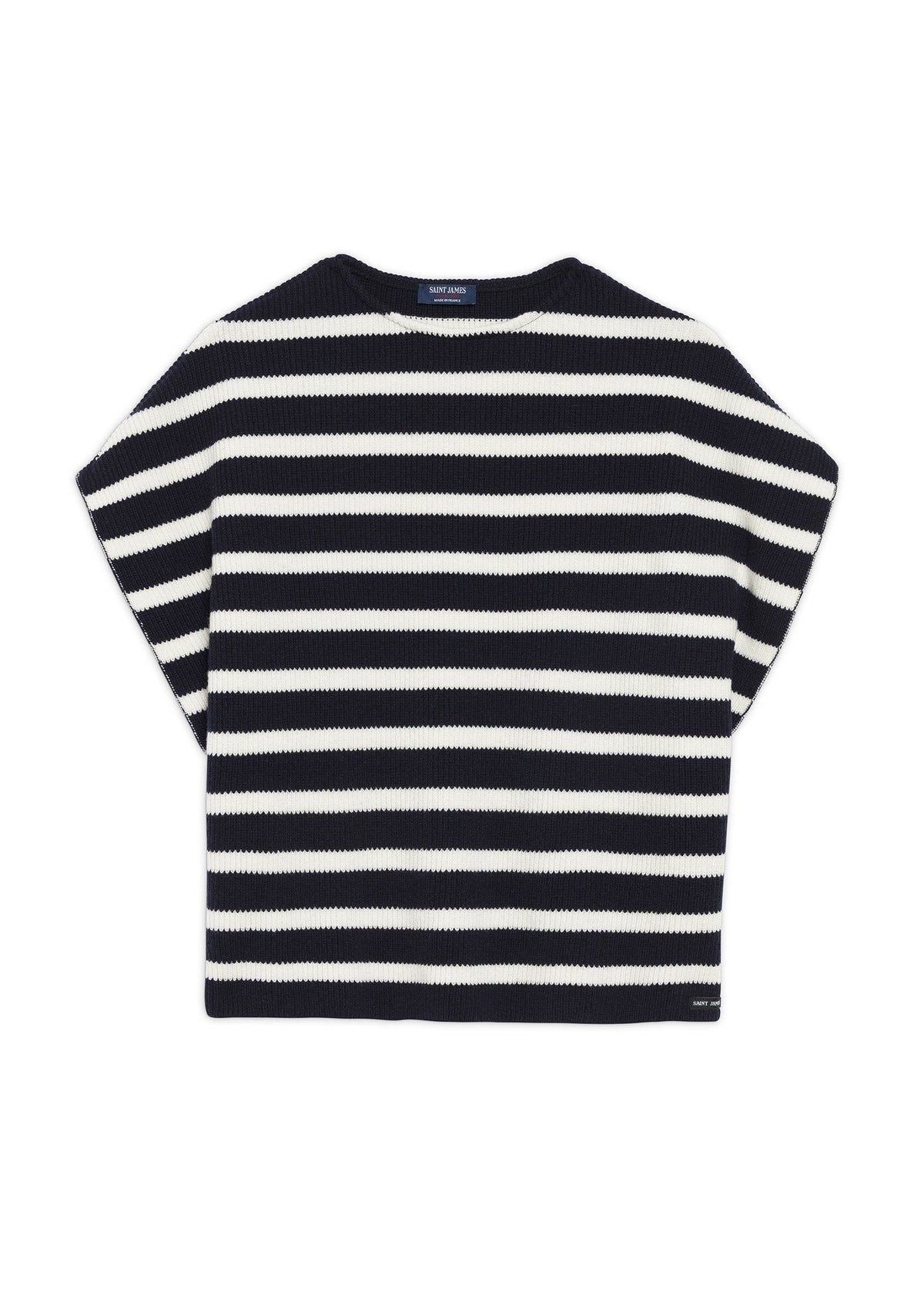 PONCHO Striped Wool Poncho (NAVY / IVORY)