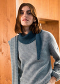 KNIT BANDANA - Scarf in Wool & Cotton (COASTAL BLUE)