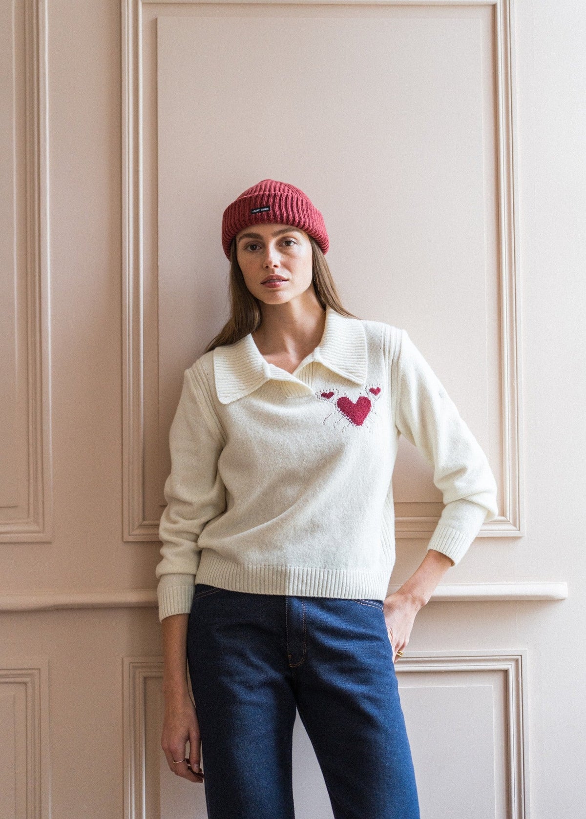 PORTUNE Sweater (IVORY / BURGUNDY)