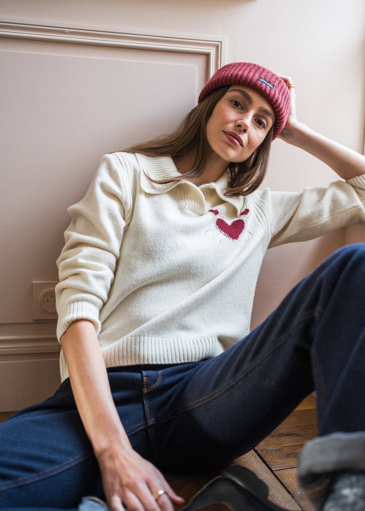 PORTUNE Sweater (IVORY / BURGUNDY)