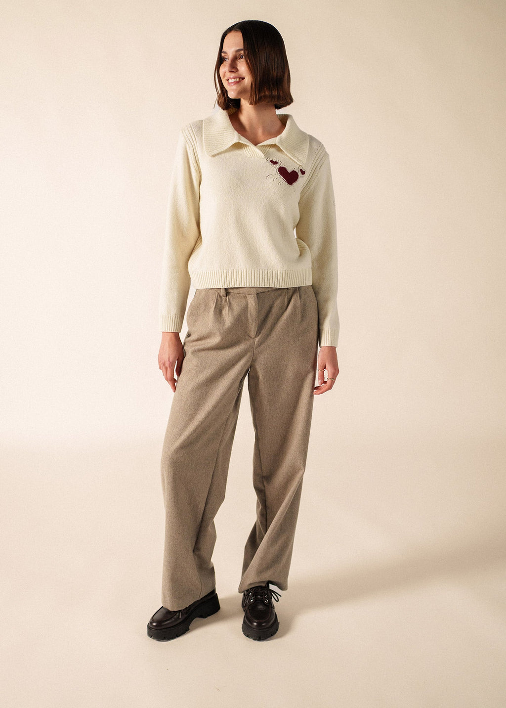 PORTUNE Sweater (IVORY / BURGUNDY)