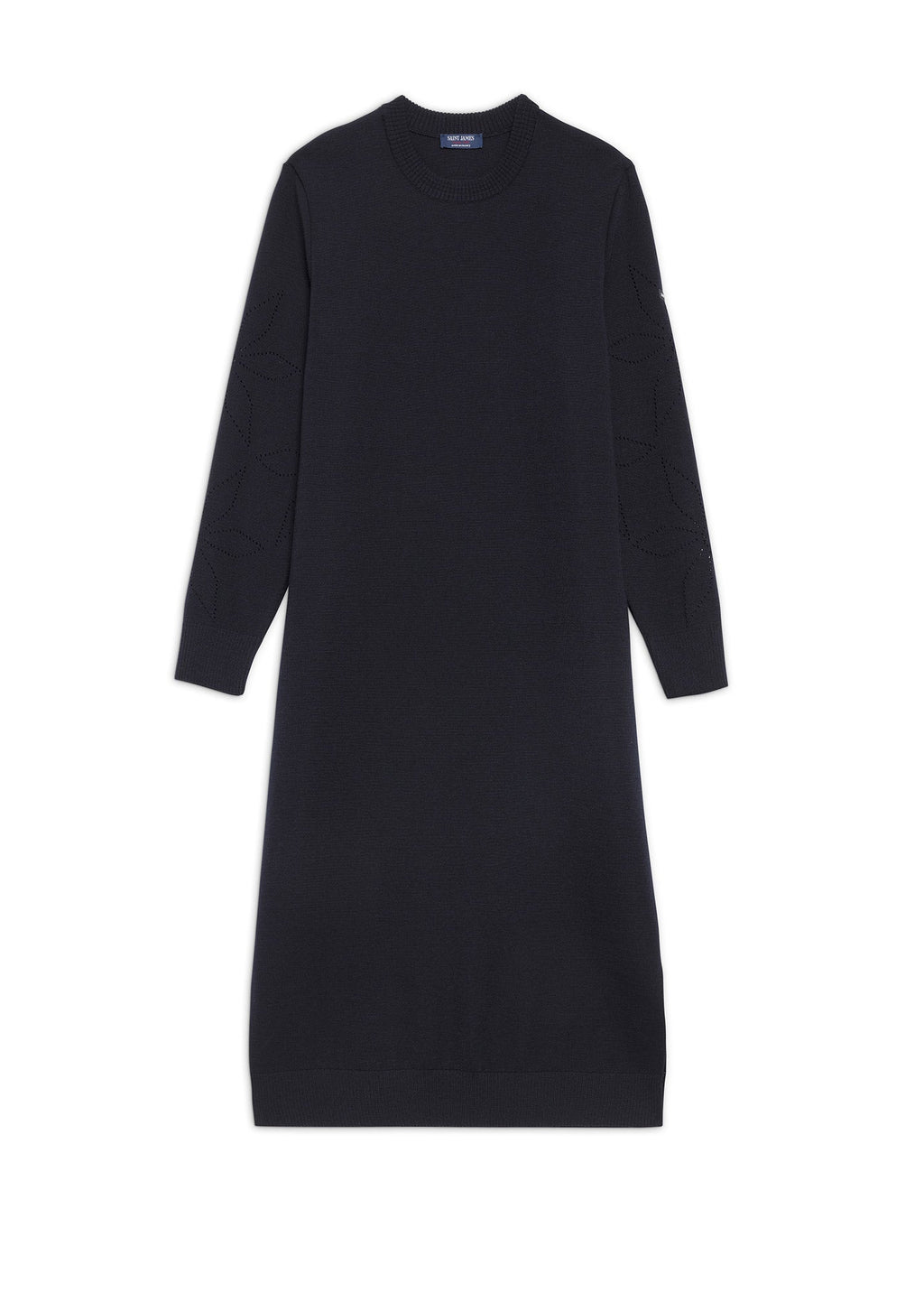 ASCOU Pointelle Sleeve Sweater Dress (NAVY)