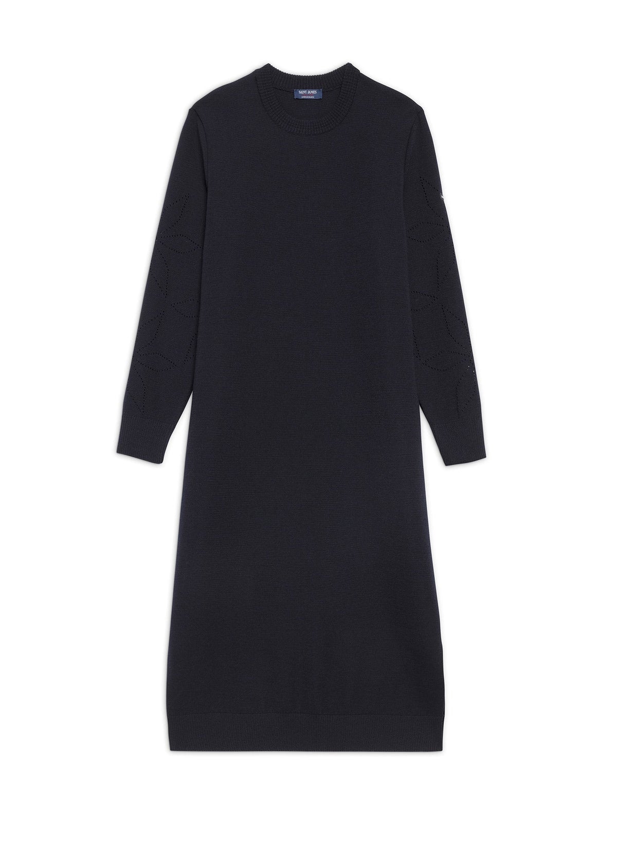ASCOU Pointelle Sleeve Sweater Dress (NAVY)