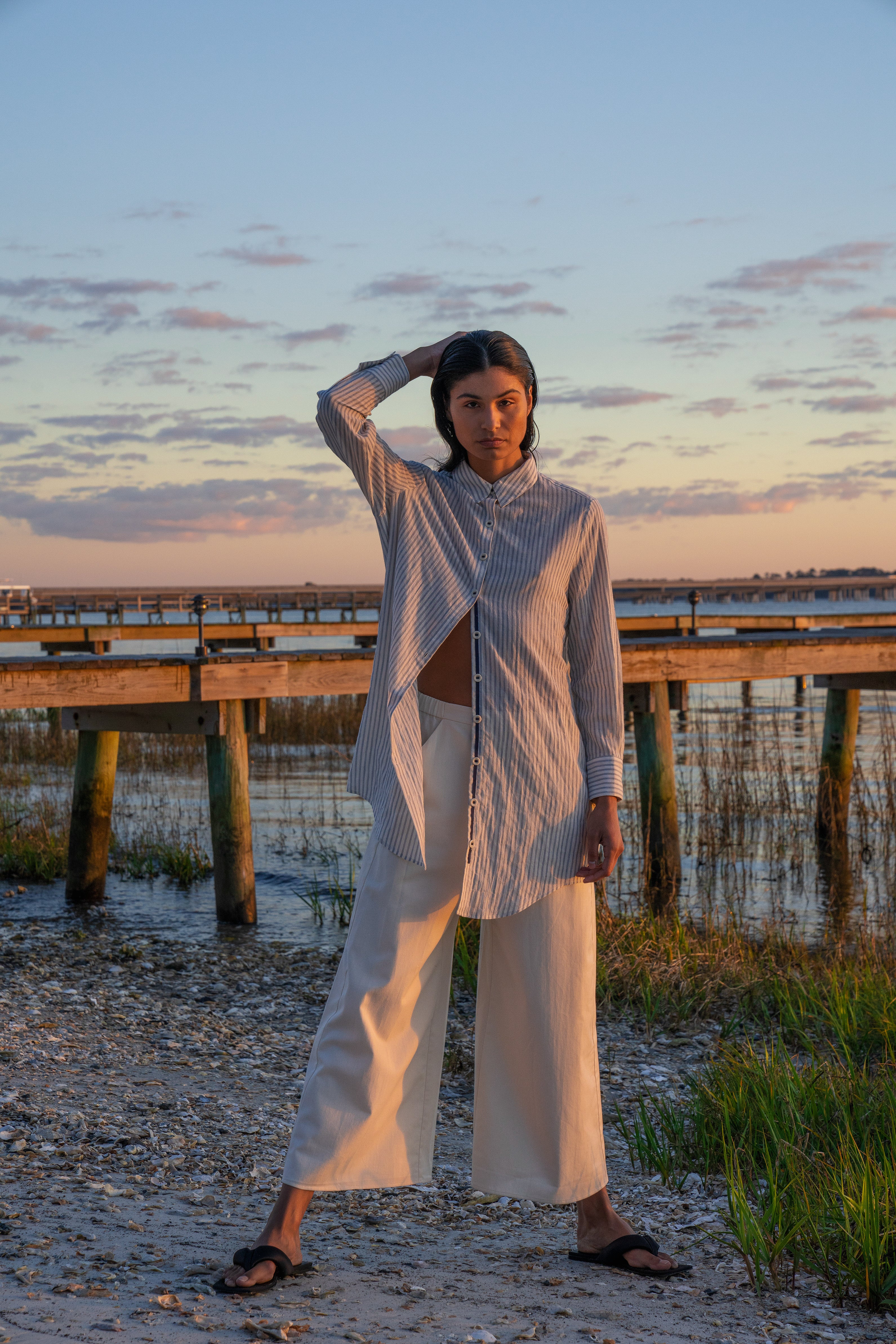 Woman's Bone Twill Wide Leg Pant – Calypso St Barth