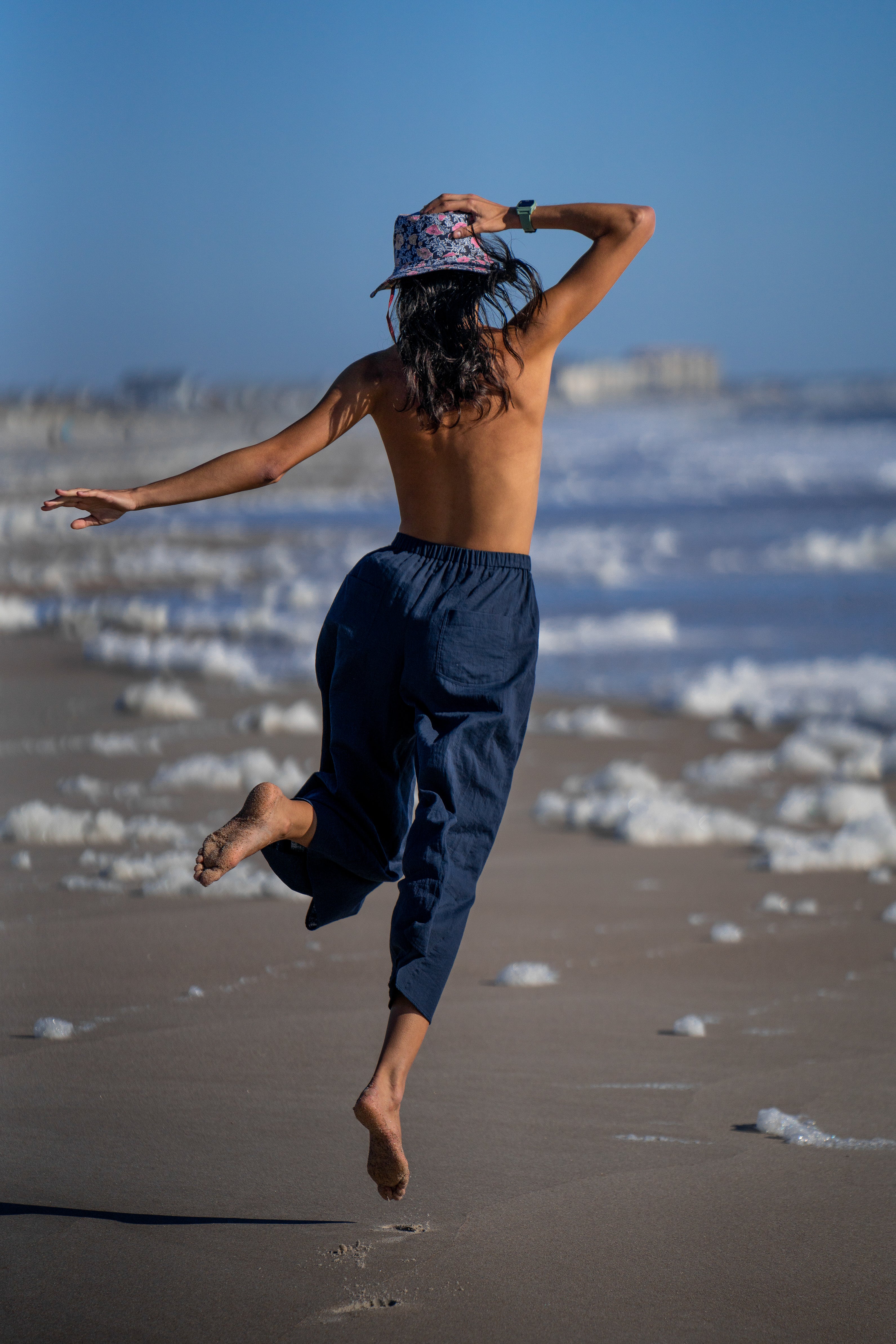 Woman's Navy Gauze Wide Leg Pant – Calypso St Barth