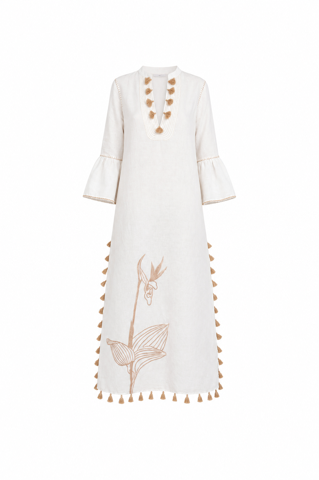 Calypso St. Barth Sarina Kaftan - Ivory / Tan
