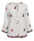 Seena Linen Hand Embroidered Top