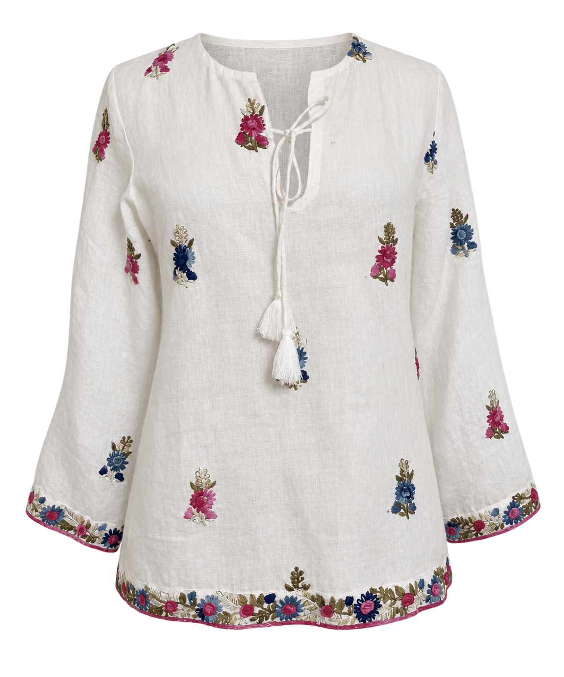 Linen Hand Embroidered Top