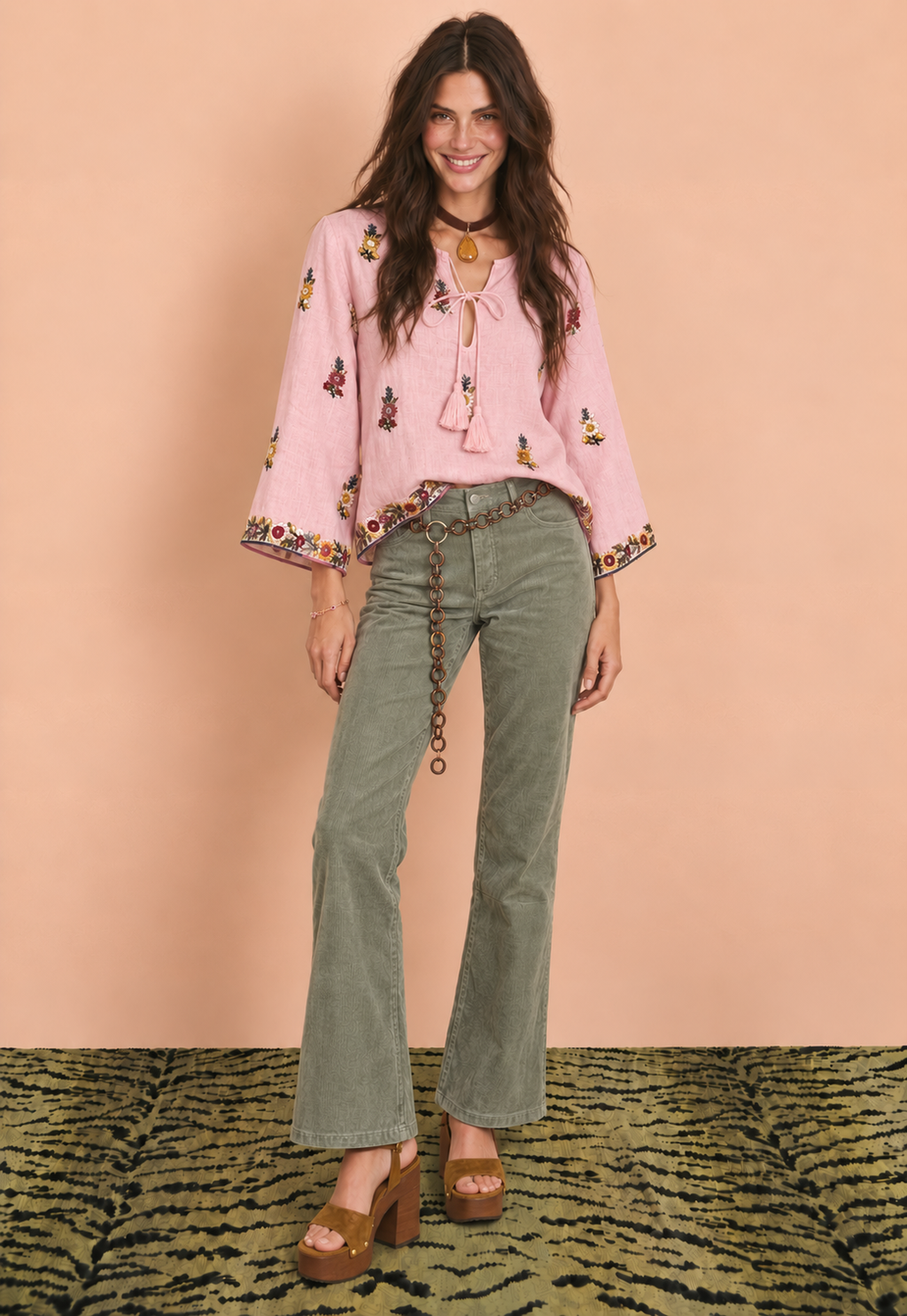 Linen Hand Embroidered Top