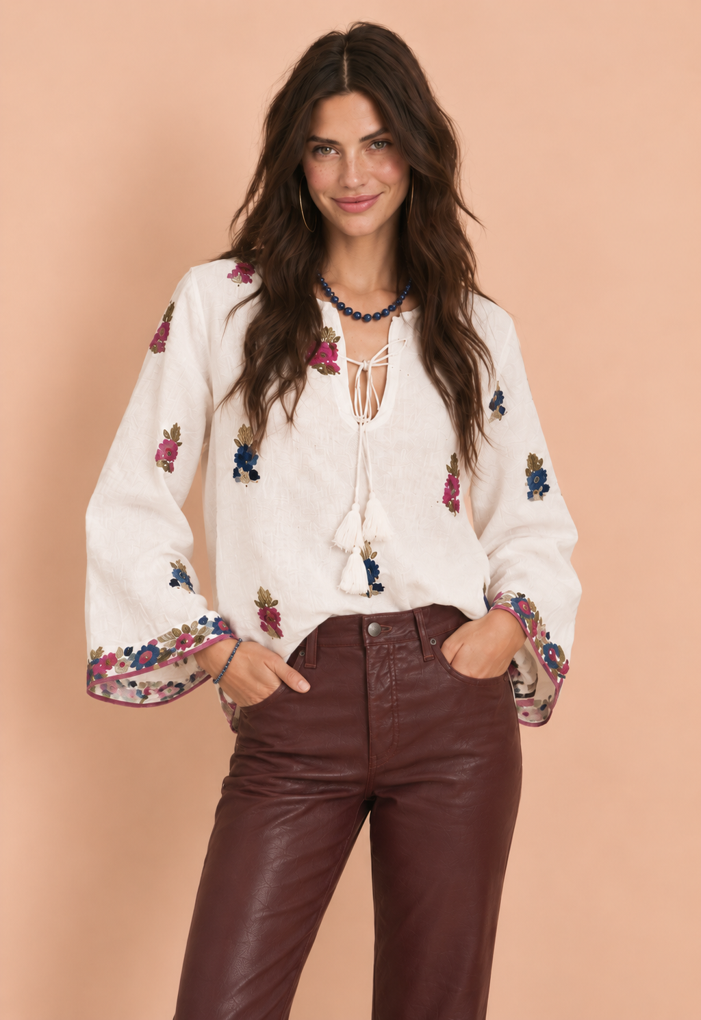 Linen Hand Embroidered Top