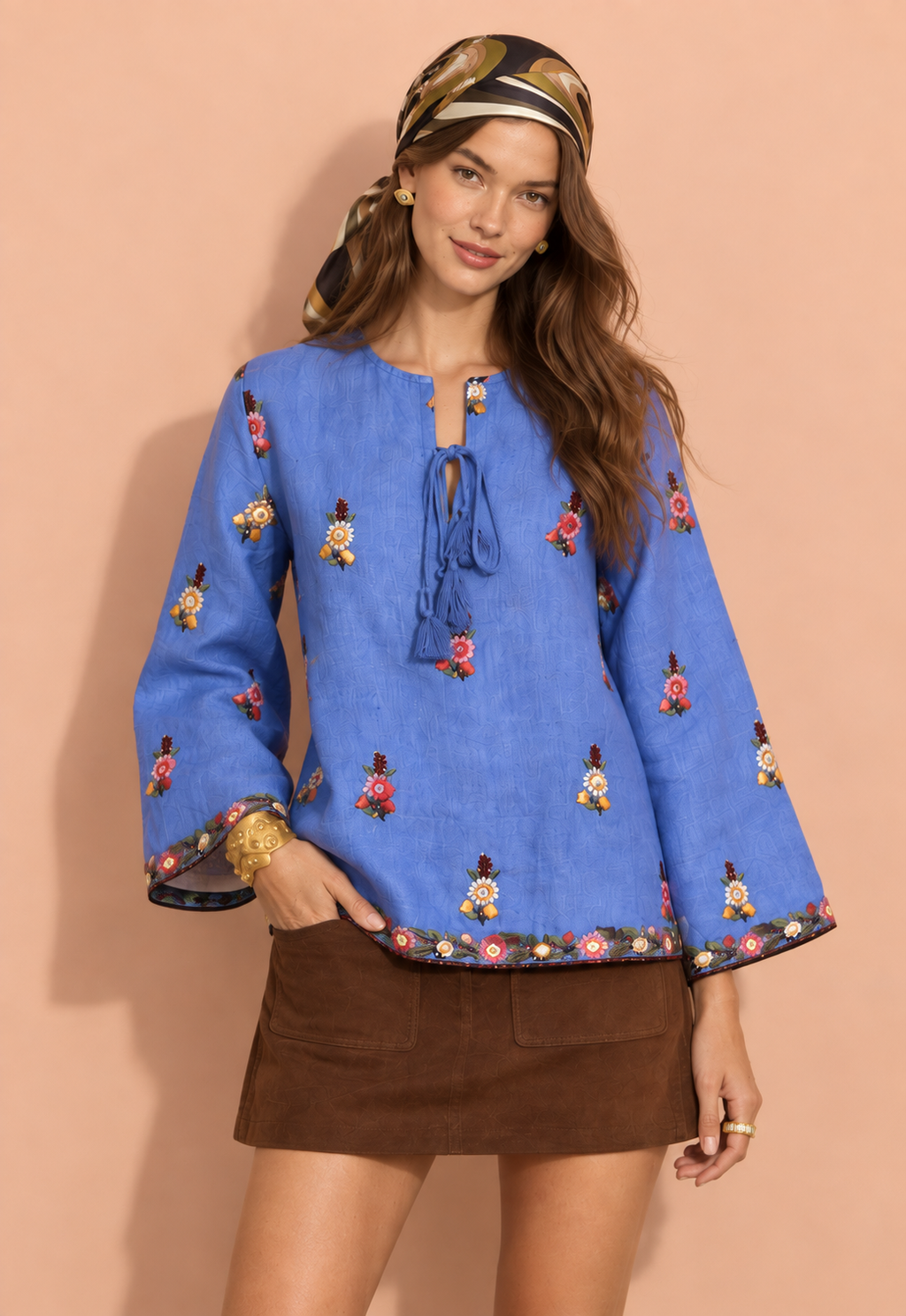 Linen Hand Embroidered Top