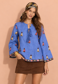Linen Hand Embroidered Top