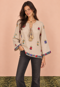 Linen Hand Embroidered Top