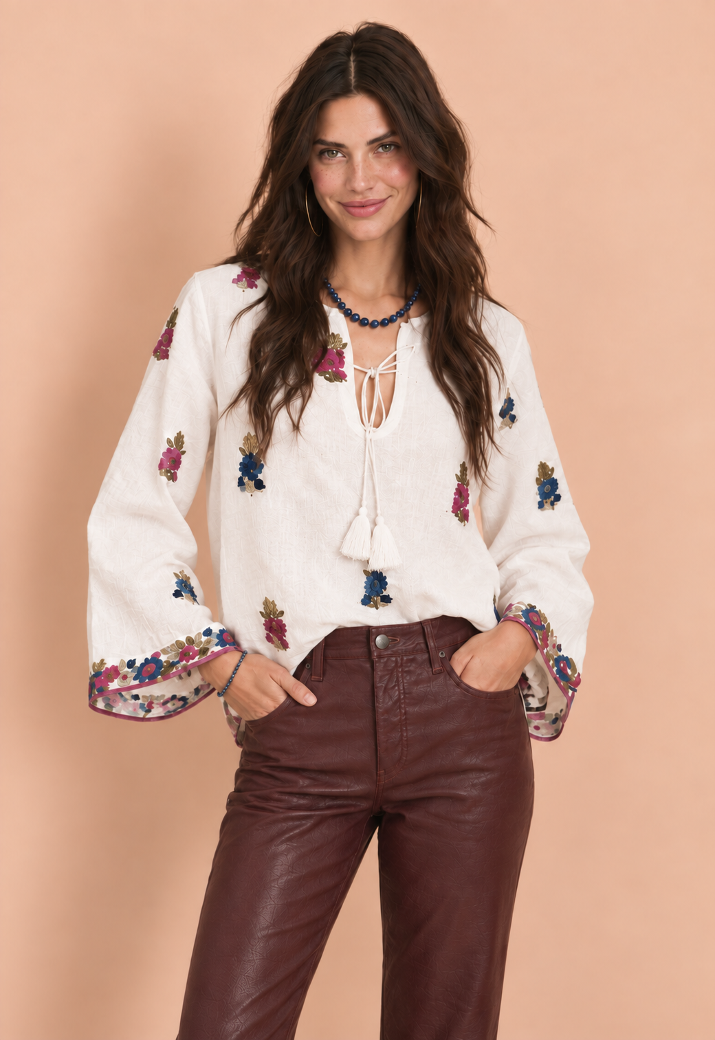 Linen Hand Embroidered Top