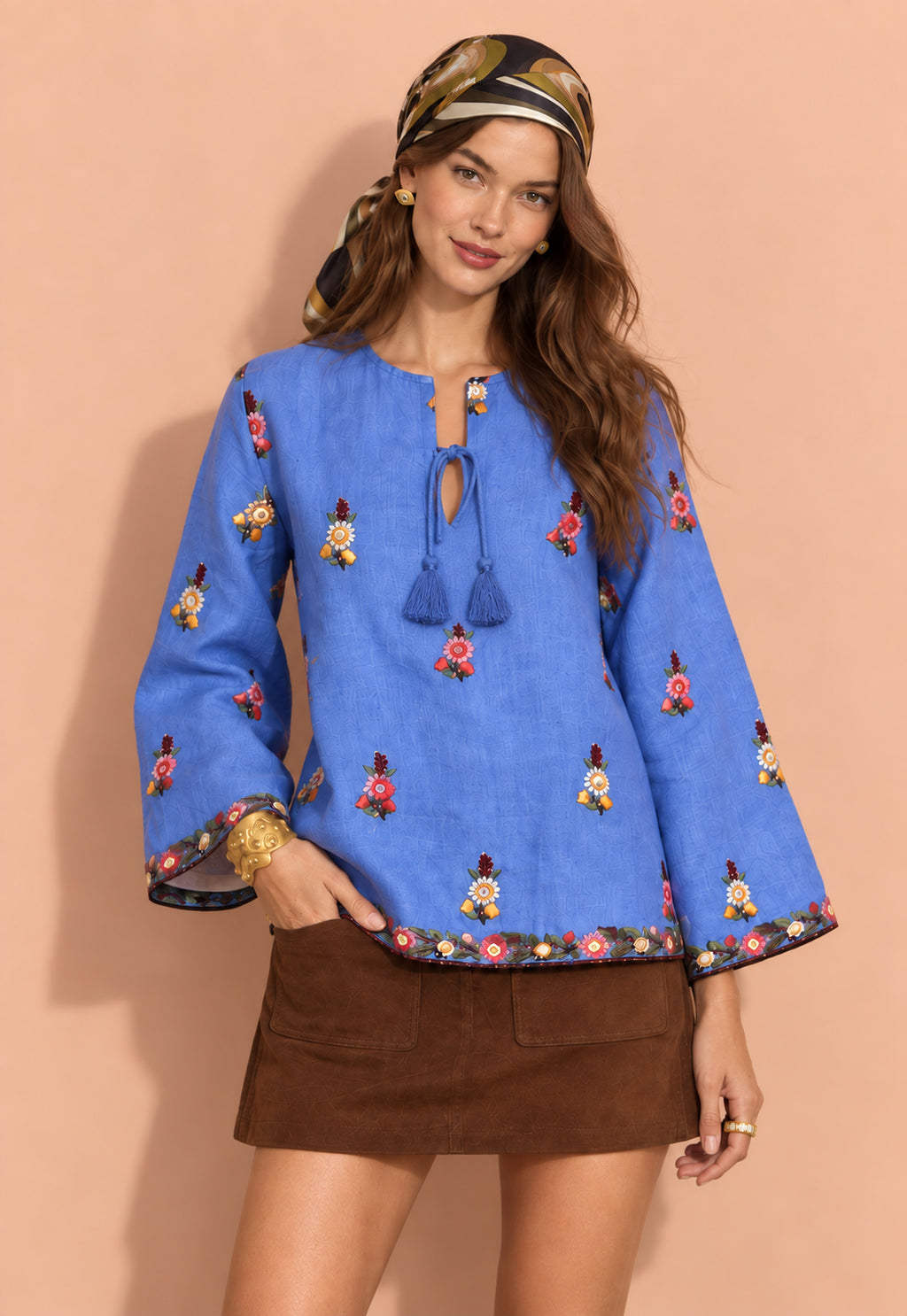 Linen Hand Embroidered Top