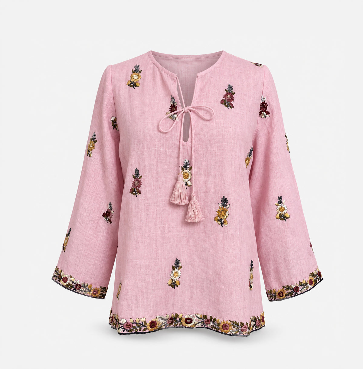 Linen Hand Embroidered Top