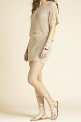 Leo Crochet Lurex Gold Top