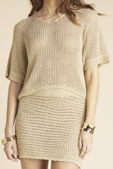 Leo Crochet Lurex Gold Top