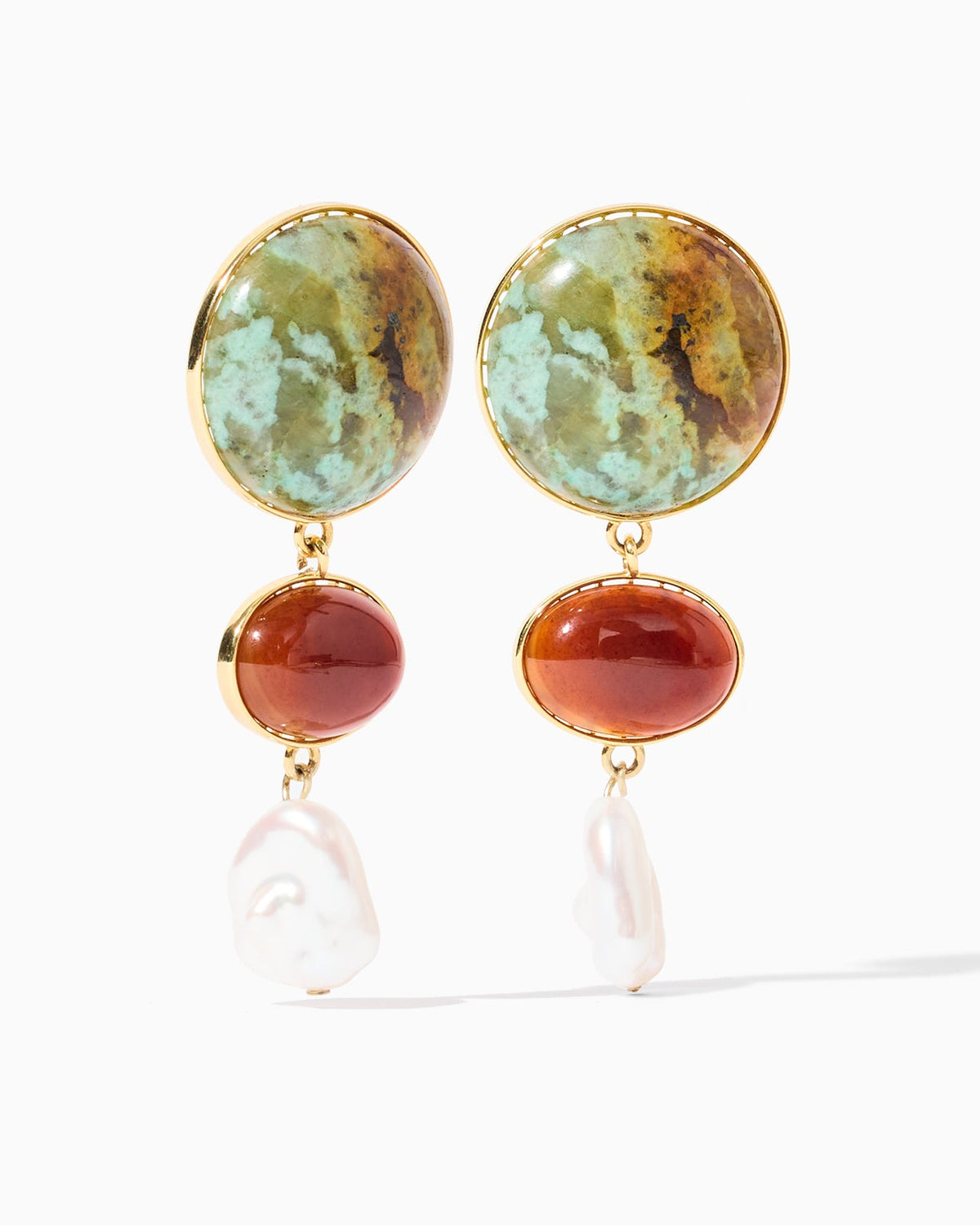 The Plus One Earrings: Turquoise and Carnelian