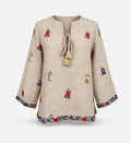 Linen Hand Embroidered Top