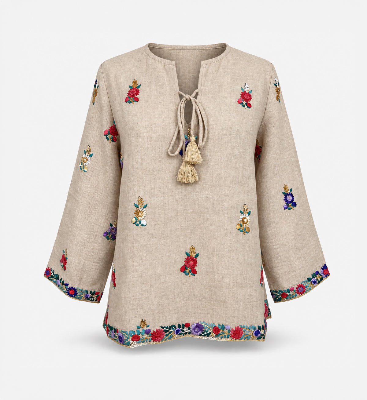 Linen Hand Embroidered Top