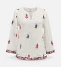Sara Linen Hand Embroidered Top