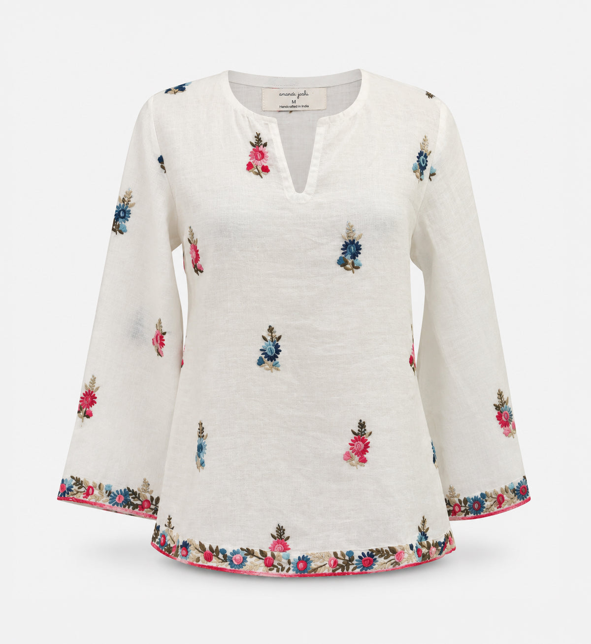 Sara Linen Hand Embroidered Top