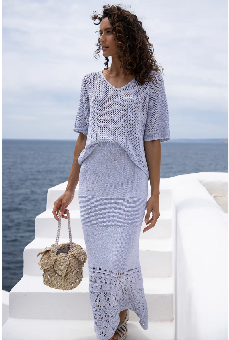 Leo Crochet Lurex Silver Top