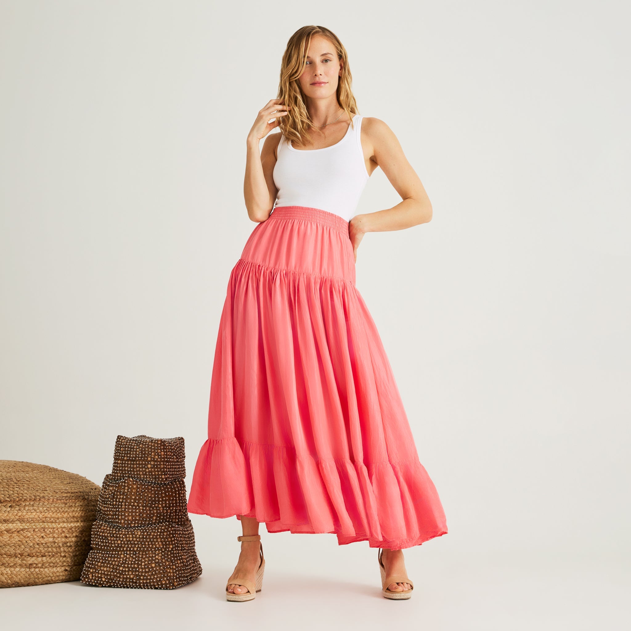 Woman's Coral Lourdes Skirt – Calypso St Barth