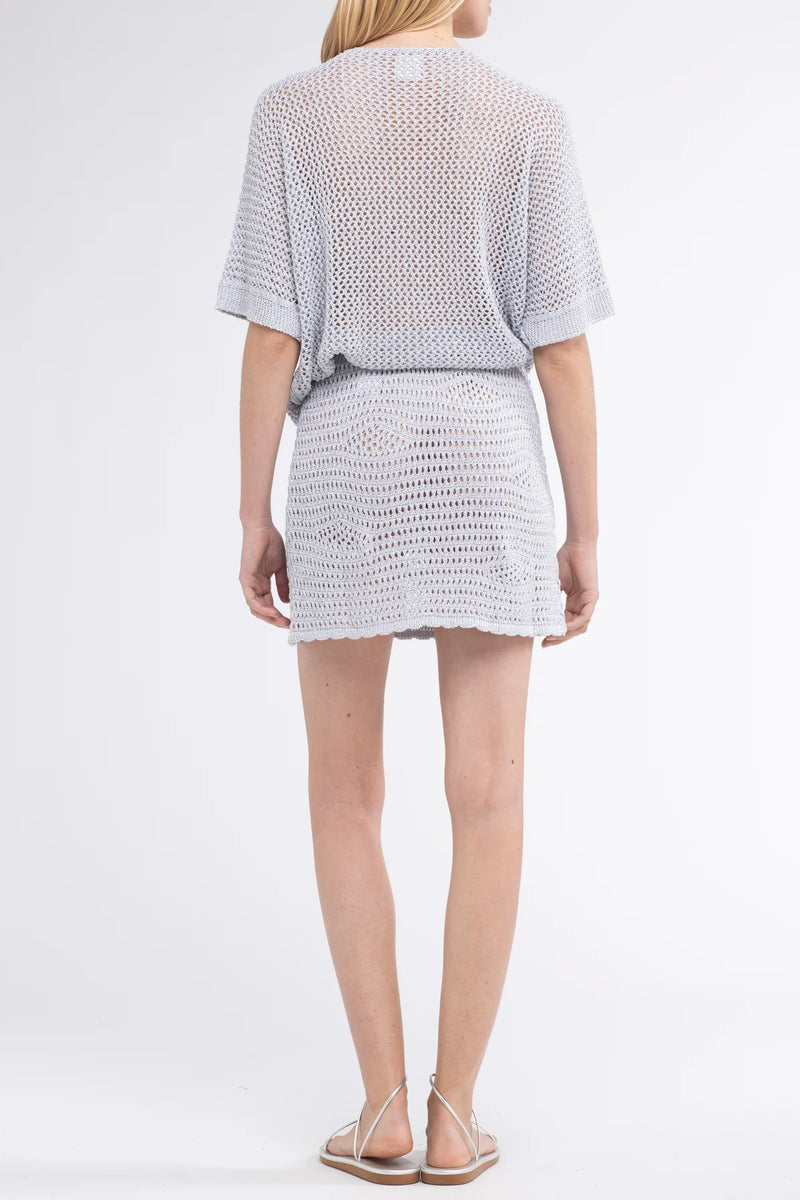 Leo Crochet Lurex Silver Top