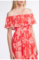 Georgia Flower Dress Red