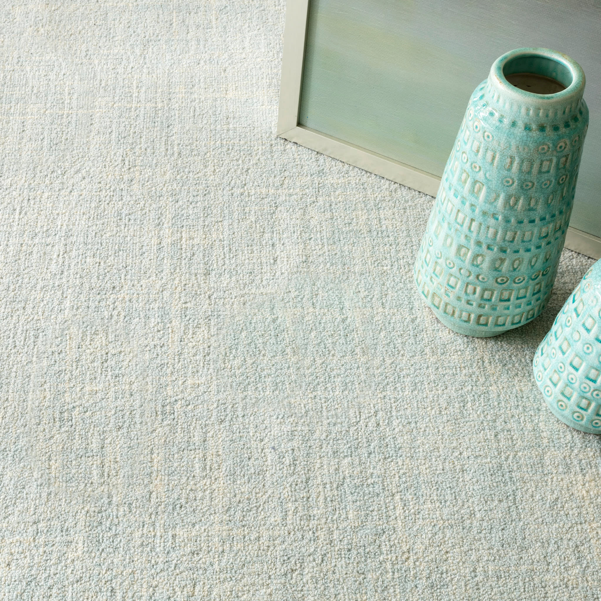 Crosshatch Hand Micro Hooked Wool Rug | Sky