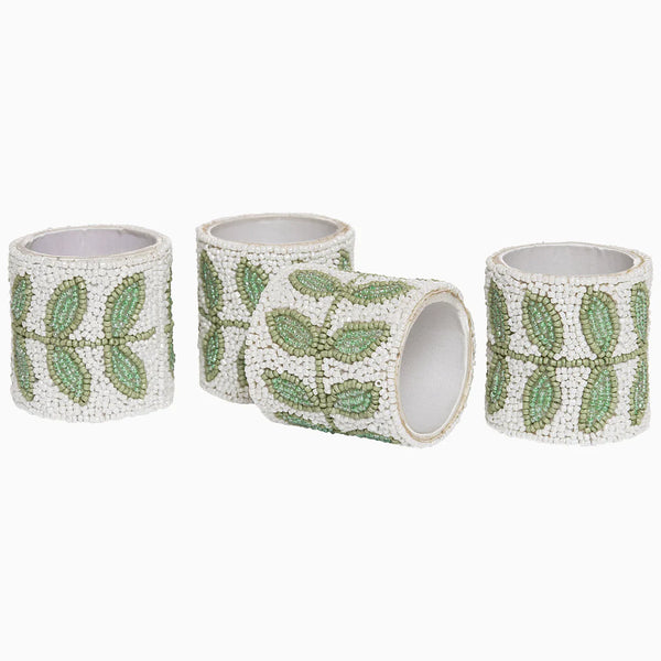 Aadi Sage Beaded Napkin Rings (Set of 4)