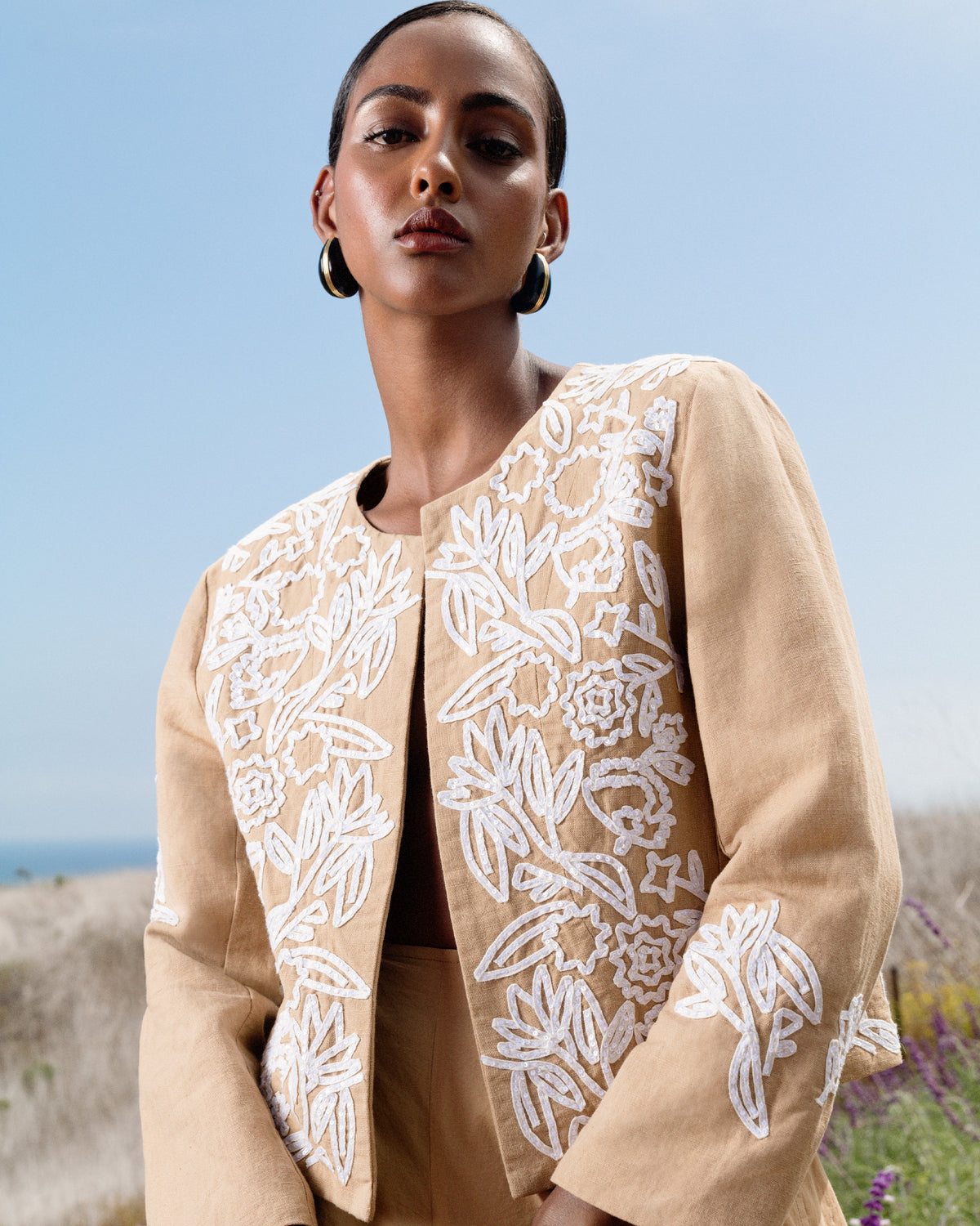 Calypso St. Barth Panya shops Hand Embellished Embroidered Cotton Jacket